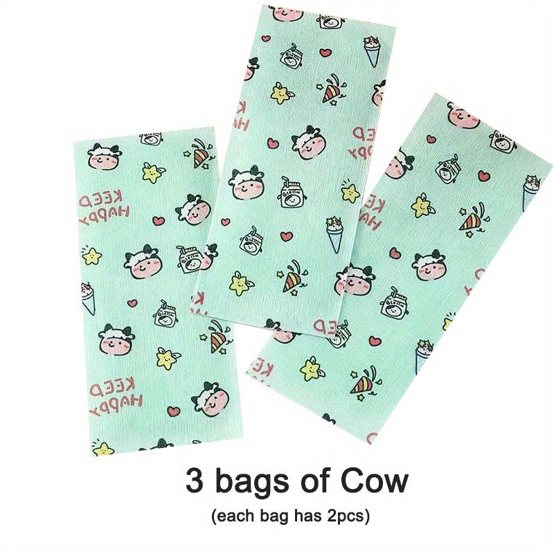 3 Bags Cartoon Cow Printed Cooling Stickers for Baby Student