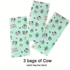 3 Bags Cartoon Cow Printed Cooling Stickers for Baby Student