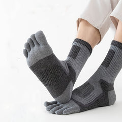 Men's Cotton Mid-calf Five Finger Socks - Outdoor Mountaineering Running