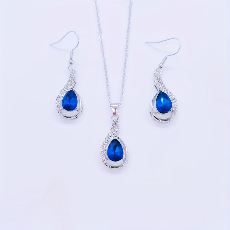 Water Drop Earrings Necklace Set Vintage Holiday Gift Y2K Jewelry