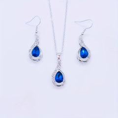 Water Drop Earrings Necklace Set Vintage Holiday Gift Y2K Jewelry