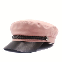 Parent-child Leather Texture Hat Autumn Winter Navy
