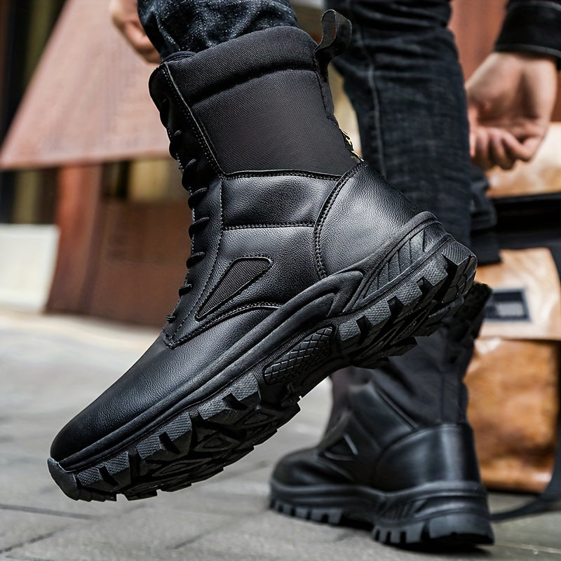 Men's Solid High Top Tactical Work Boots Non Slip Durable Boots