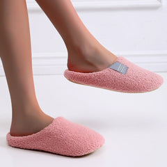 Women's Letter Patch Fluffy Bedroom Slippers