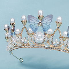 Butterfly Tiara Crown for Women Girls Princess Crown with Rhinestone