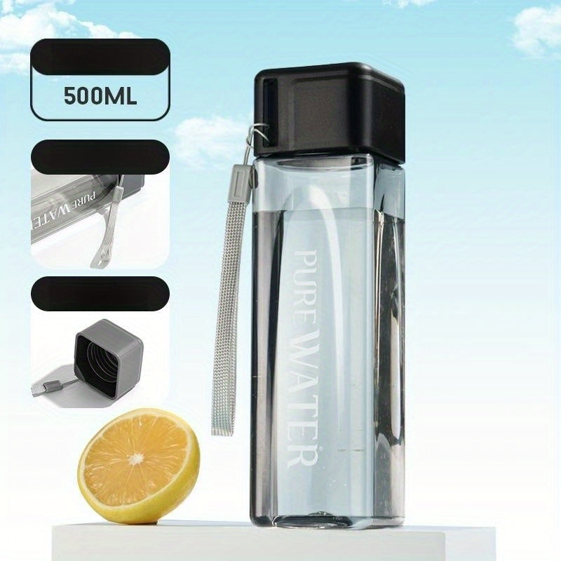 Square Water Cup Portable Leakproof Heat Resistant Plastic Bottle