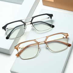 Adult Men's Retro Glasses Frame Double Beam Business Optical Lens