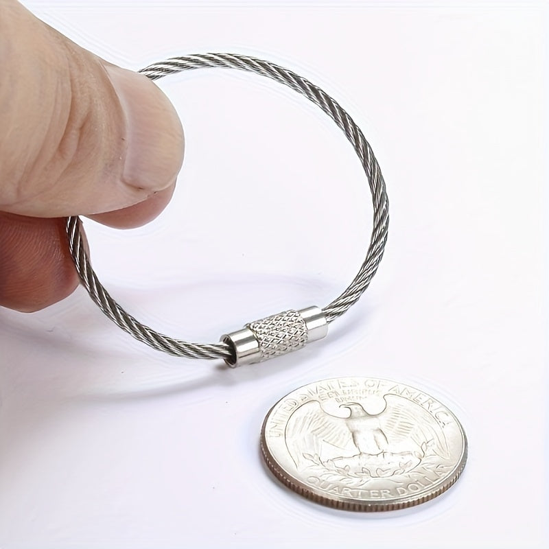 10pcs Stainless Steel Wire Keychain Braided Key Ring Holder Key Chain