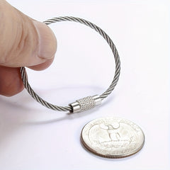 10pcs Stainless Steel Wire Keychain Braided Key Ring Holder Key Chain