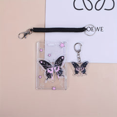 Crystal Butterfly Keychain Acrylic Card Cover Pendant 1 Pack
