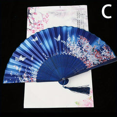 Chinese Folding Fan Dance Lace Silk Handheld Floral Fan Photo Props