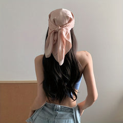 Solid Satin Bandana Silk Square Scarf Neckerchief Head Wrap Hair Accessory