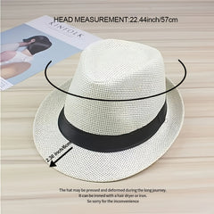 Classic Straw Jazz Hat for Men Women Summer Beach Outdoor