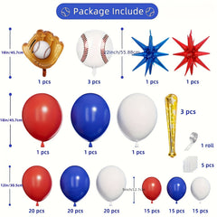 123pcs Baseball Balloon Toy Set Red Latex Balloon Chain Themed Decoration