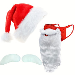 Christmas Mask Red Cotton Beard Mask Holiday Santa Character Decorative