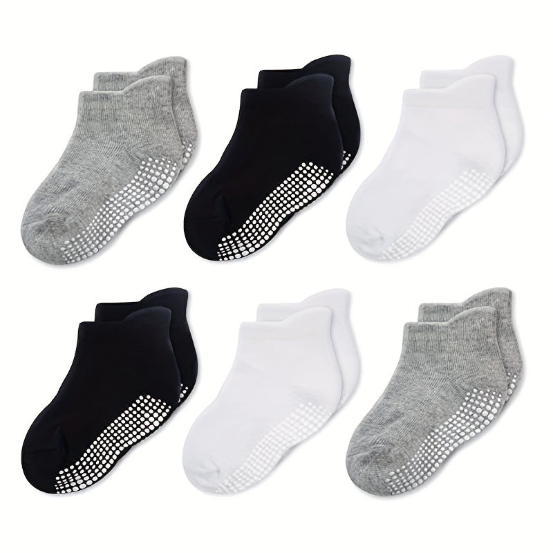 12 Pairs Non Slip Gripper Socks for Kids Basic Style