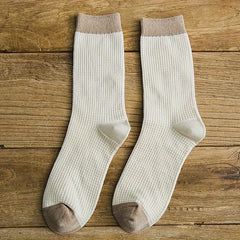 Men's Block Crew Socks Breathable Cotton Blend Casual Comfy Outdoor Wear