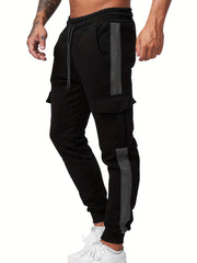 Men's Drawstring Cargo Pants Flap Pockets Jogger Pants