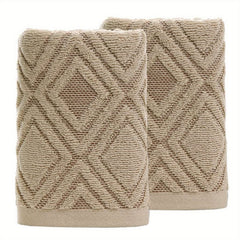 2pcs Rhombus Hand Towels Set Soft Absorbent Decorative Cotton