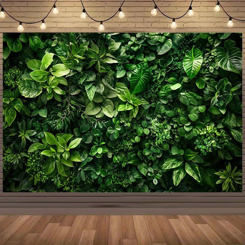 Green Plant Leaves Photography Backdrop for Nature Themed Decorations