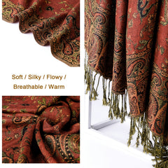 Vintage Cashmere Feel Warm Scarf Soft Silky Fringed Shawl
