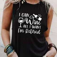 Letter Print Crew Neck Tank Top Casual Sleeveless Tank Top