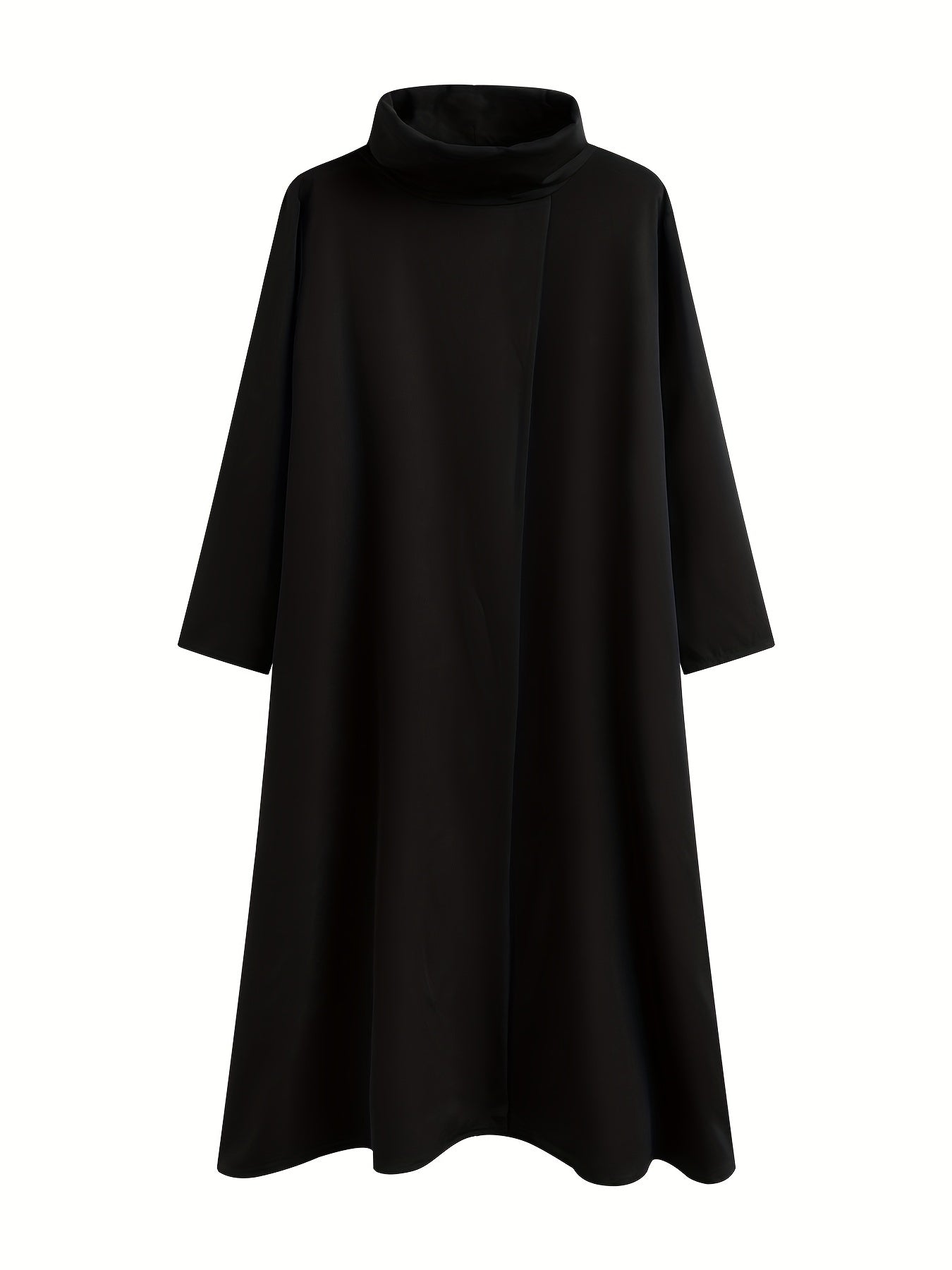 Solid Turtleneck Coat Long Sleeve Outerwear Women's Clothing