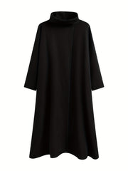 Solid Turtleneck Coat Long Sleeve Outerwear Women's Clothing
