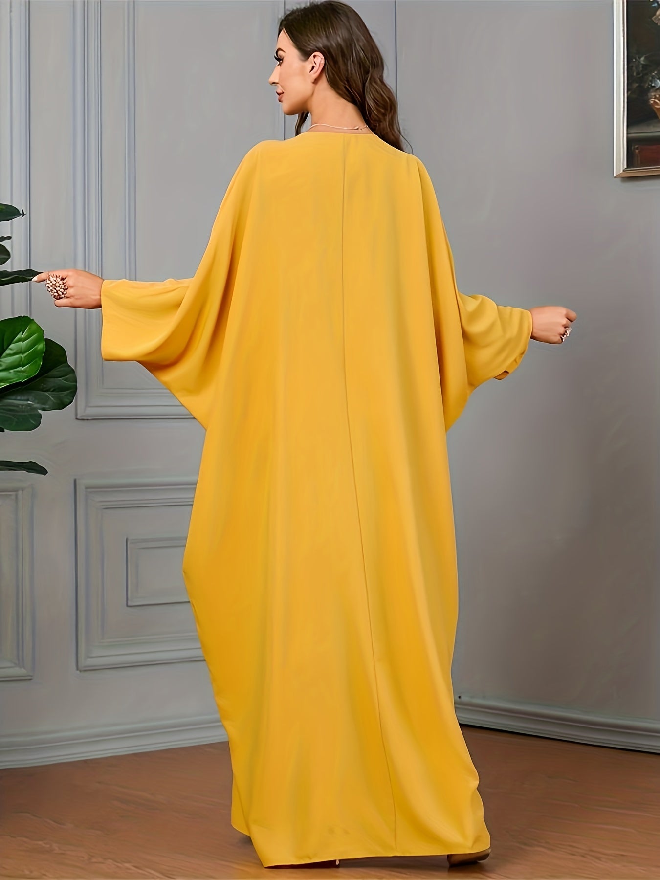 Floral Print Tassel Kaftan Dress V-Neck Maxi