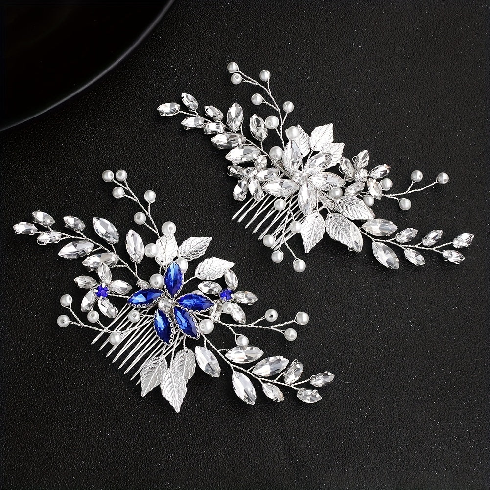 Bridal Hair Comb with Faux Pearl and Crystal Insert