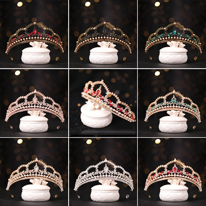 Vintage Gothic Antique Crown Tiara Headband With Rhinestone Crystals