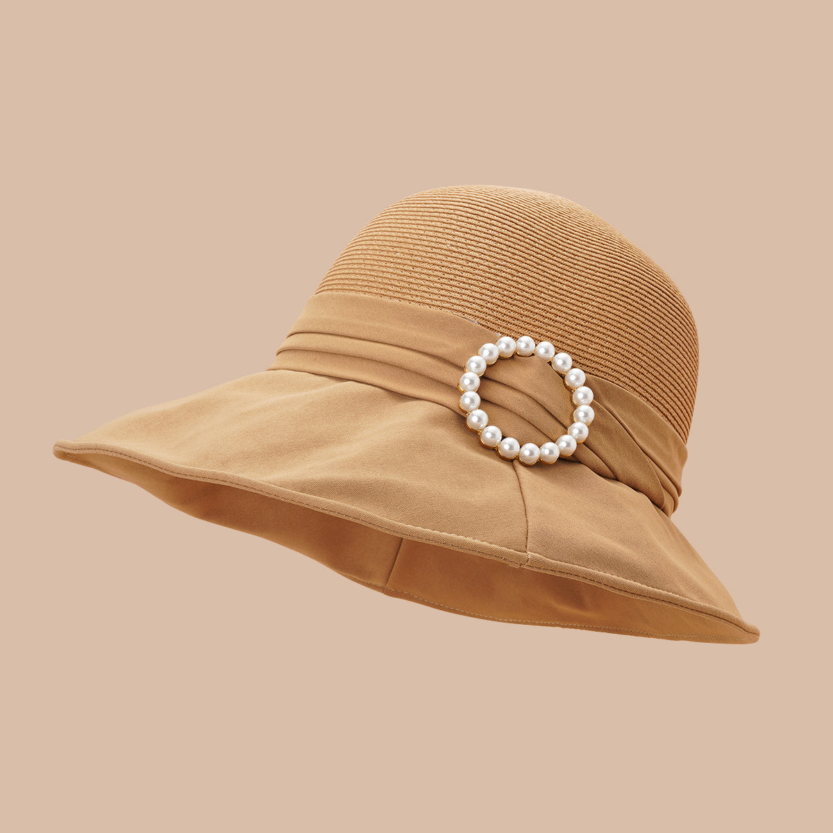 Faux Pearl Strap Bucket Hat Sun Hat Women