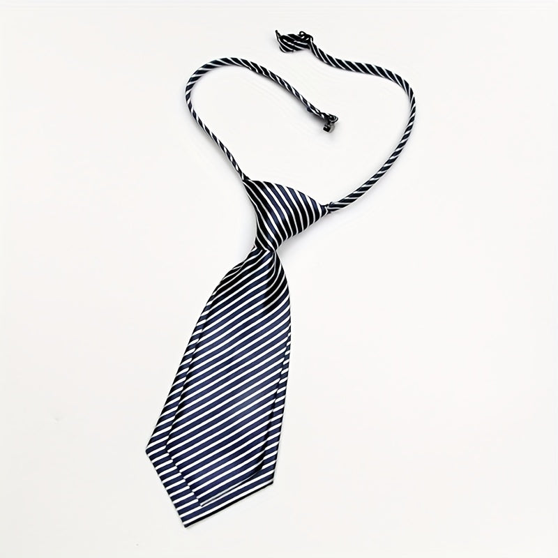 Striped Tie Men's Formal Business Zipper Slacker Easy Pull