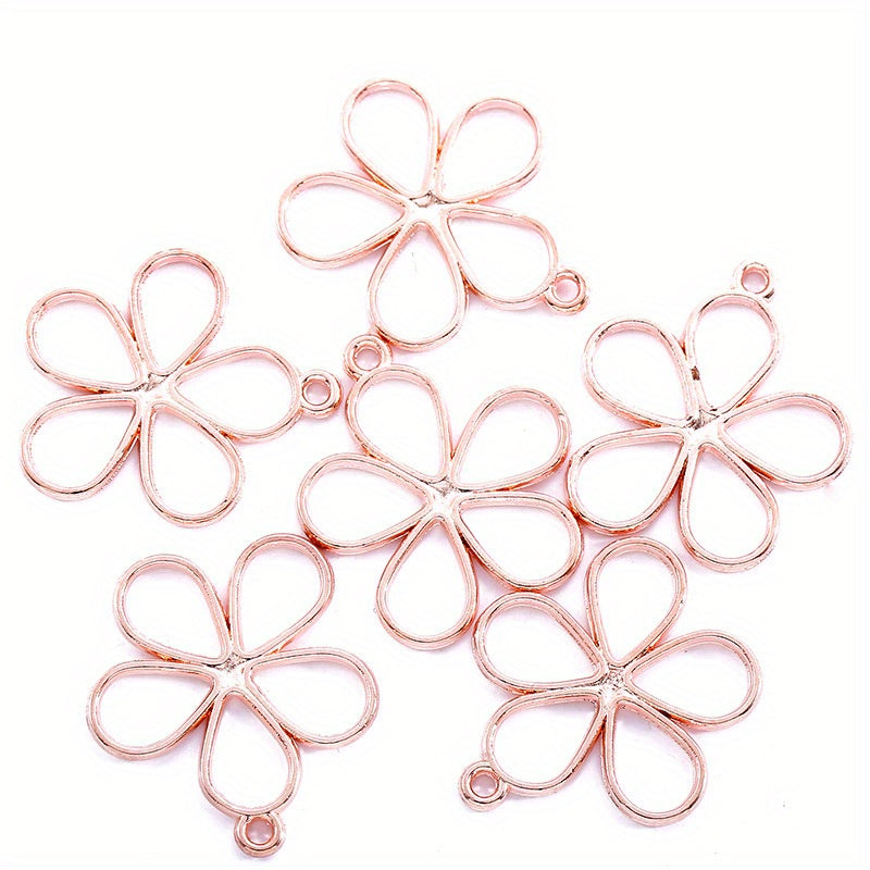 10pcs Hollow Flower Alloy Charm Pendant for DIY Jewelry Making