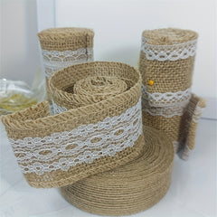 Burlap Decorative Ribbon Jute Woven Webbing Lace Linen Roll