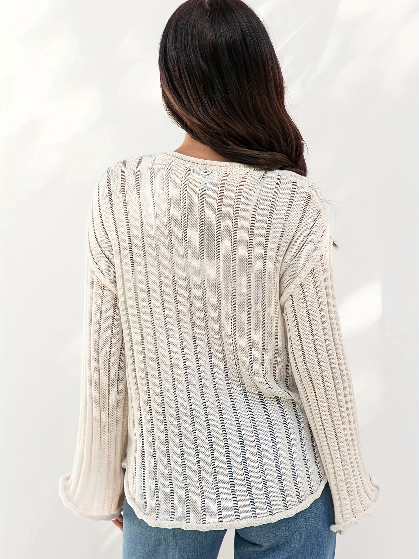 Solid Long Sleeve Round Neck Sweater