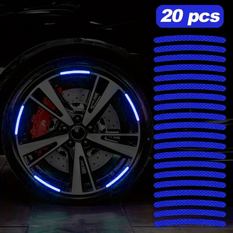 20pcs Car Wheel Hub Reflective Sticker Colorful Luminous Dark Decoration Stripe