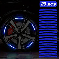 20pcs Car Wheel Hub Reflective Sticker Colorful Luminous Dark Decoration Stripe
