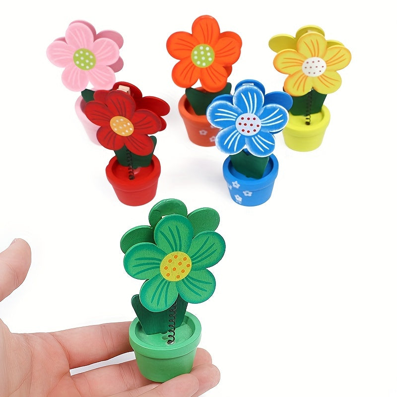 Cartoon Wooden Flower Pot for Photos Notes Messages 9.74-Inch