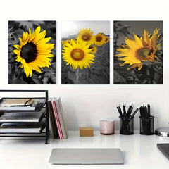 3pc Sunflower Wall Murals Art Prints and Yellow Canvas Paintings Flowers