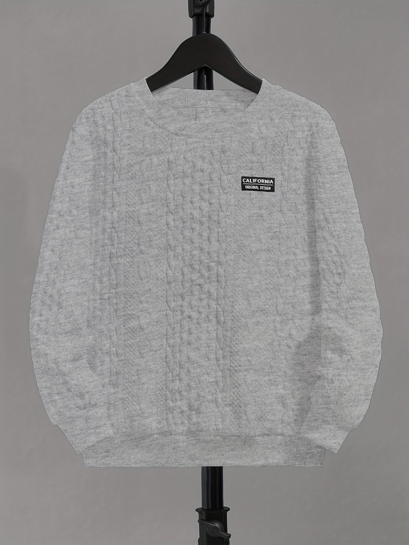 Boys Solid Crew Neck Sweatshirt with CALIFORNjsonIA Patch