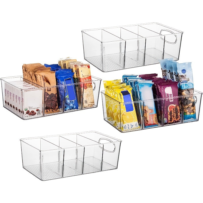2pcs Plastic Pantry Storage Bins w/ Removable Dividers for Kitchen