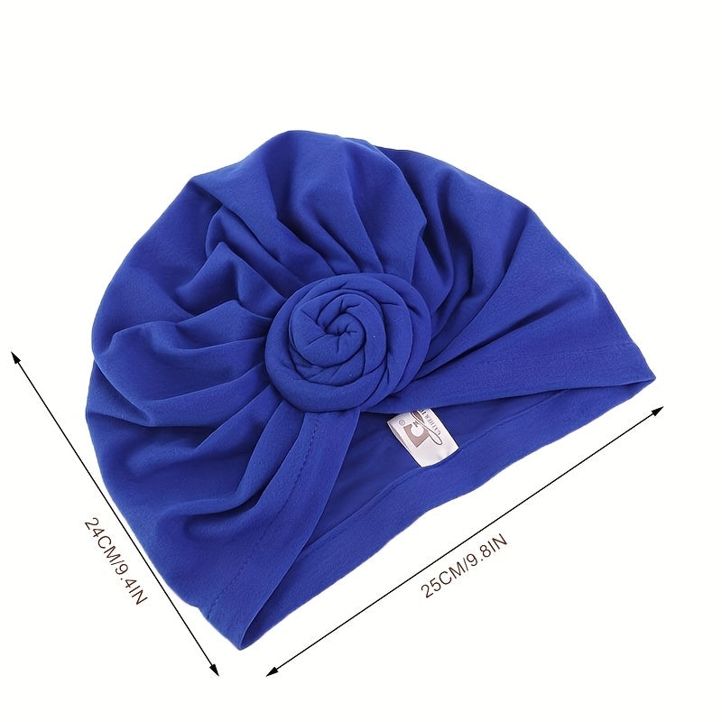 Braided Knot Pleated Turban Cap Solid Head Wrap Hijab Caps