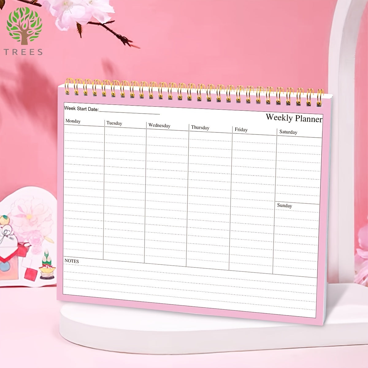 Trees Weekly Planner Notepad 7-9.5 Inches