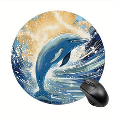 Cute Dolphin Gaming Mouse Pad for Girls - Non-Slip Round Mat