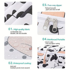 Cartoon Cow Pattern Storage Box Zipper Large Capacity Organizer