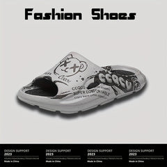 Men's Anime Print Non Slip Platform Slides Soft Sole Cloud Slides