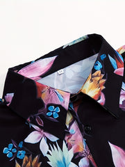 Men's Floral Pattern Lapel Short Sleeve Hawaii Shirt