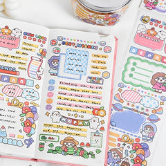 Cartoon Holographic Sticker Long Strap Tape 4pcs 13.78in 2.76in