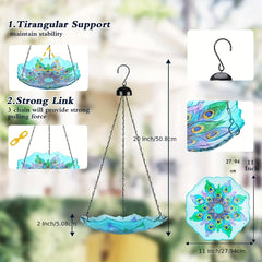 Glass Hanging Bird Bath for Outdoor Garden Decor Yard Hummingbird Fall Decor